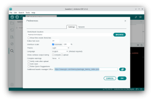 Arduino preferences with additional board manager URL